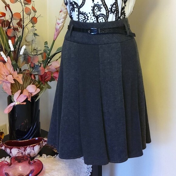 NWOT MEXX Well Tailored High-quality Gray Midi Lined Skirt with Belt Lightweight - Picture 3 of 7